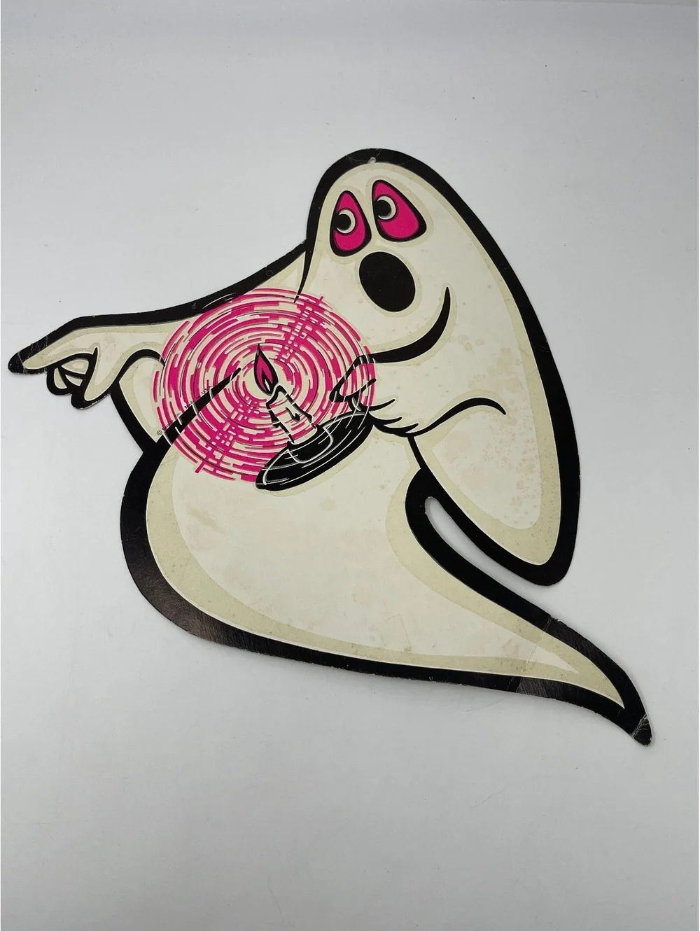 Vintage Beistle Halloween Ghost Paper Die Cut Window Wall Cutouts Set of 3 Pink